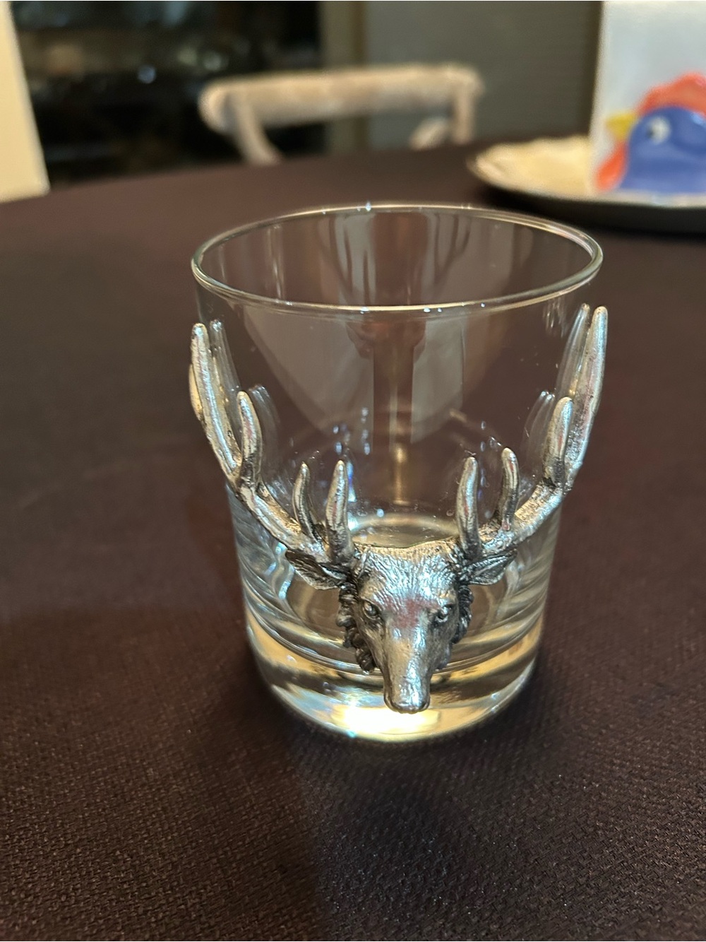Arthur Court Clear Glass Tumbler with Silver Stag Head Accent 2 available